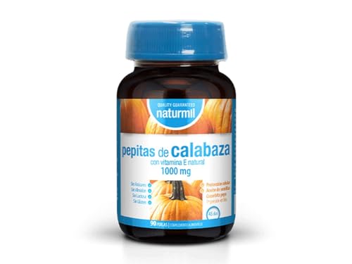 Naturmil | Calabaza (Pepitas) 1000 mg - 90 Perlas | Con Aceite de Semillas Cucurbita Pepo (Presión en Frío) | Con Vitamina E natural