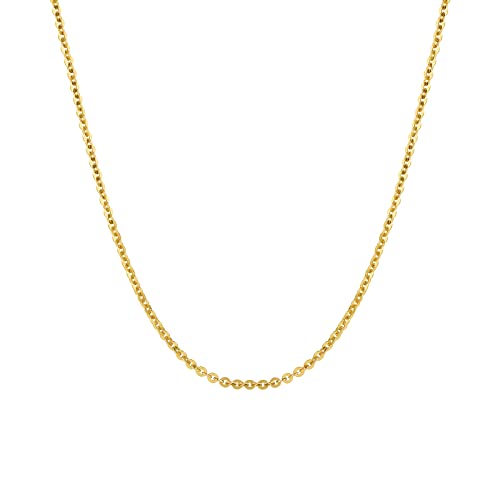 18K Real Gold Chain Necklace Yellow/Rose/White Gold Diamond Cut Cable Chain Link Necklace for Women Wife Daughter with Spring-Ring Clasp Dainty Jewelry Present Size 18.1