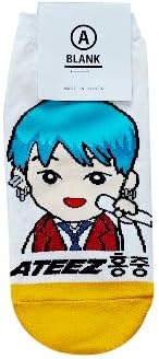 A BLANK Women's Kpop Cartoon Character Socks - Made in Korea (Seonghwa, Mingi, Hongjoong, Jongho, San, Wooyoung, Yeosang, Yunho, A TEEnage Z)