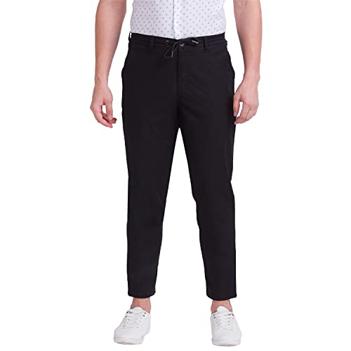 Image of Parx Men's Flat Front Comfort Fit Dark Blue Casual Trouser