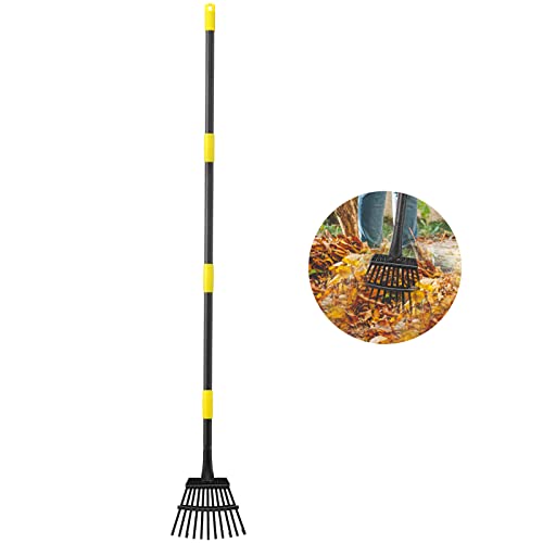Garden Leaf Rake for Lawns Heavy Duty, Adjustable Shrub Iron Thatch Rake Long Handle 30-58", 11 Tines 9" Wide Adult Kids Yard Small Metal Rake for Leaves Gardening Camping Debris Flower Beds Garden Leaf Rake for Lawns Heavy Duty, Adjustable Shrub Iron Thatch Rake Long Handle 30-58", 11 Tines 9" Wide Adult Kids Yard Small Metal Rake for Leaves Gardening Camping Debris Flower Beds