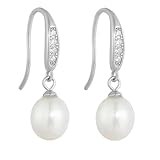 RDSGYZ Pendientes de plata 950 para mujer, pendientes de boda con perlas y diamantes, hipoalergénicos, Metal precioso, Perla Diamante