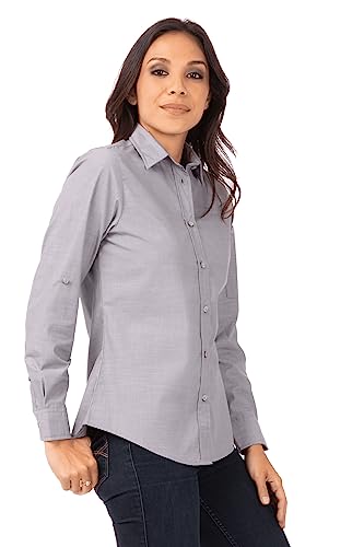 Chemise chambray pour femme Chef Works avec boutons et style décontracté chic
