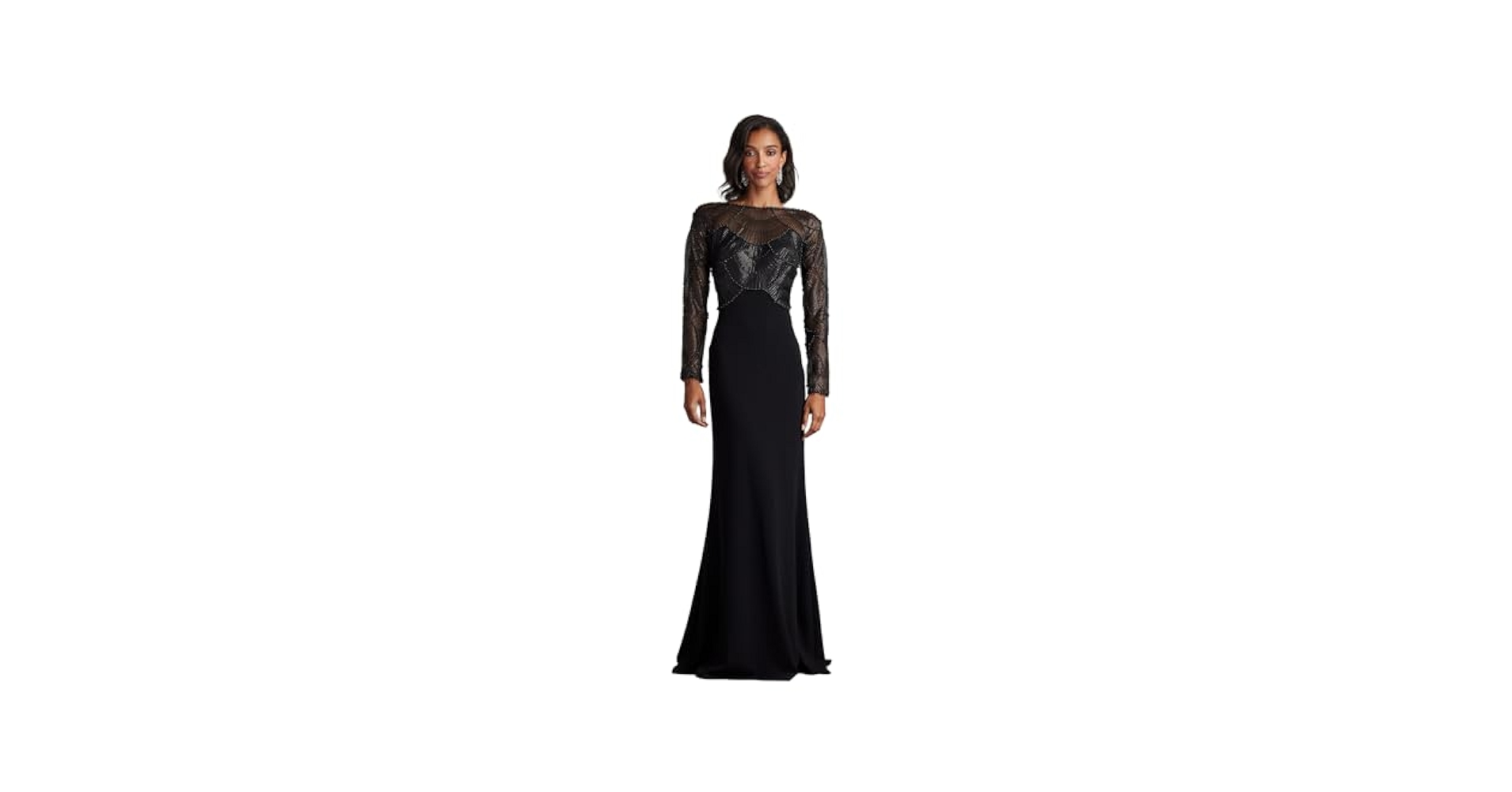 Amazon.com: Destiny Long-Sleeve Embellished Gown-BK/ND-0