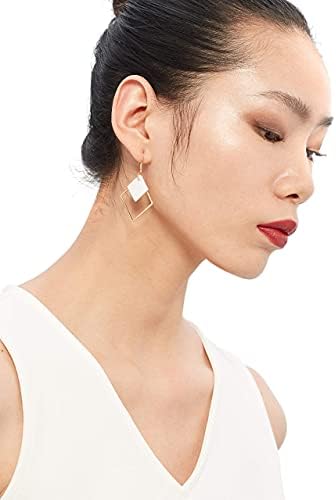 Amazon Brand  HIKARO 14k Gold Plated Square White Shell Drop Earrings For Women Jewelry Wedding Geometric Earrings for Women Girl Gifts Present Valentines Birthday Mothers Day ChristmasGolden