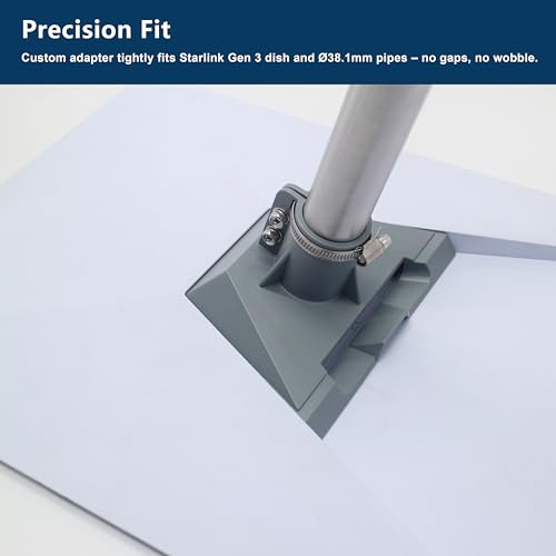 Miniatura 3 de Soporte Starlink Gen 3 Pared Largo Con V3 V4 Adaptador Tubo Estándar Rotatorio 360 Acero Inoxidable Wall Mount Kit