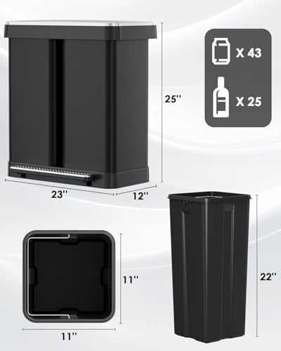 Bote de basura rectangular 60L acero inoxidable negro miniatura 2