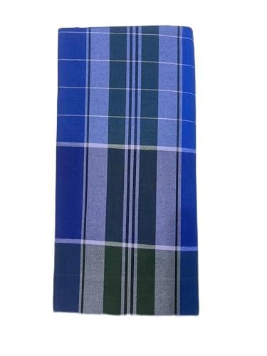 999 K.A.S ZainulAbdin Madras Lungi, Check, 2.10 Metre SIze Dhoti Pure Cotton Unstiched Fabric-image-6