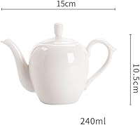 Vista 2 de Tetera White Porcelain Teapot with Ball Hole Filter Ceramic Tea Pot Suet Jade Porcelain Single Pot for Blooming & Loose Leaf,240ml8.1oz Tea Maker