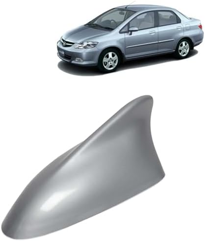 KINGSWAY Accessories Shark Fin Car Antenna Universal Size and Compatible with Honda City Year 2003 to 2008, Car Radio FM AM, DIY Easy Replacement Original Car Antenna, 1 Piece, Silver Color
