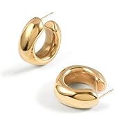 CONRAN KREMIX Thick Gold Chunky Hoop Earrings Lightweight Open Hoops For Women