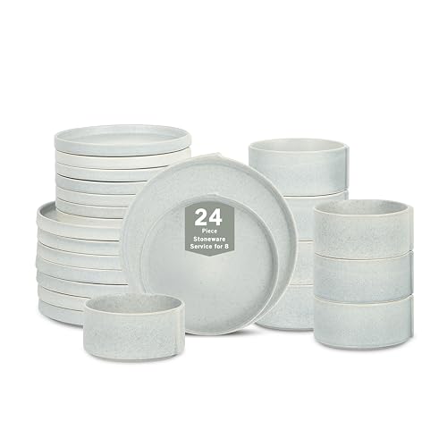 Stone Lain Bao 24-Piece Dinnerware Set Stoneware, Blue-Grey