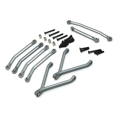 RCパーツ For FMS For FCX24 1/24 RC クローラー カー メタル シャーシ リンク プル ロッドとステアリング ロッド セット アップグレード パーツ 改造アクセサリー(Grey)