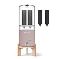 FACHIOO All Glass Gravity-fed Water Filter System, 2.25-Gallon All Glass Water Purifier with 4 Filters (4 Black Filter, 7 Inch Stand, Glass Cover, Protective Sleeve), Reduces 99% Chlorine