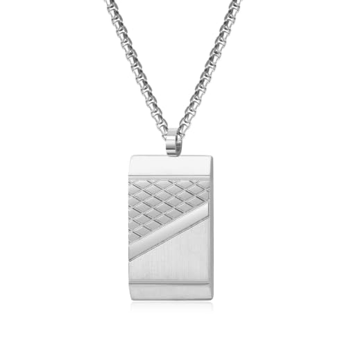 Pendentif en acier inoxydable rectangle pour homme qui ne noircit pas au quotidien