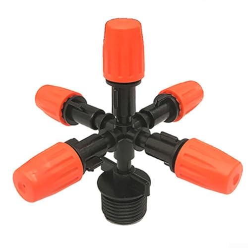 Shophubio Buse d'arrosage de jardin à 5 têtes pour une irrigation efficace, volume de pulvérisation réglable et large rayon de 0,9 à 1 m, construction en plastique pour une utilisation en extérieur
