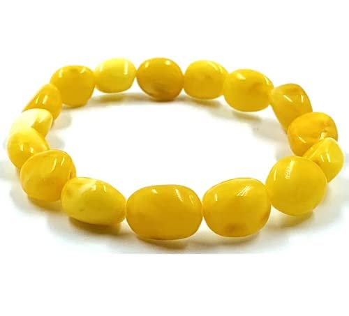 Amber Jewelry ShopNatural Baltic Amber Stretch Bracelet - handmade from polished / certified Baltic amber beads (19cm), Amber