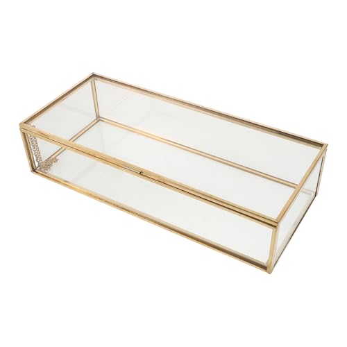 Boîte à bijoux rétro rectangulaire en verre couvercle transparent 233x100mm