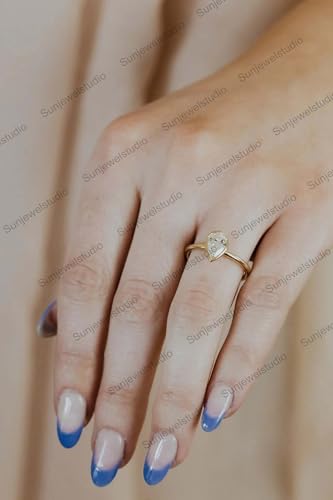 Bezel Set Pear Cut Solitaire Moissanite Engagement Ring 1.5ct Moissanite in 14K Solid Gold Ring Minimalist Statement Single Stone Jewelry Daily Wear Gift For Mother4