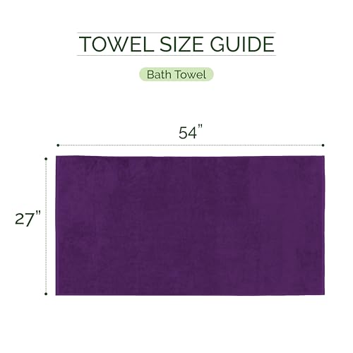 Image of Elegant Comfort 100% Turkish Cotton 4 Lines Viscose Stripe Luxury 2 Pack Bath Towel Set 27 x 54 Inch - Super Soft and Highly Absorbent Premium Hotel Spa Quality Towels for Bathroom Use, Purple