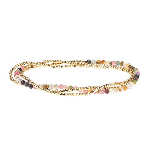 Scout Curated Wears - Women's Delicate Stone Wrap Bracelet & Necklace - Tourmaline/Gold - Stone of Healing
