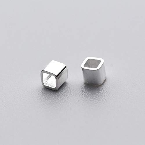 Calvas 925 Sterling Silver Beads Square Cube Spacer Floating Beads for Jewelry Making Accessories 2-3mm 50pcs - (Item Diameter: 2mm)