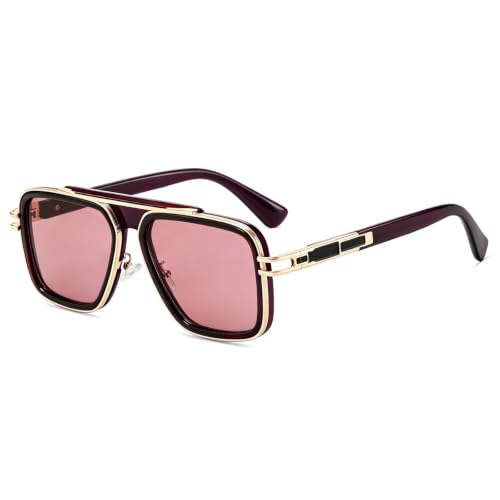 Image of Freckles Mark Trendy Retro Sunglasses for Men Women Stark Vintage Shades 70s Italian Fashion Square Metal Glasses
