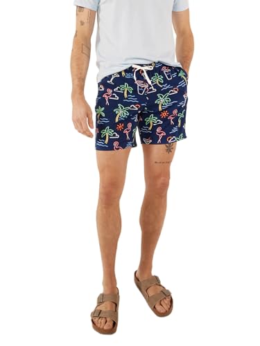 Chubbies Mens Swim Trunks – Mens Swim Shorts with 4-Way Stretch, 7” Beach Shorts with Elastic Waist, Drawstring, Mesh Lining, UPF 50+, Neon Lights, Small