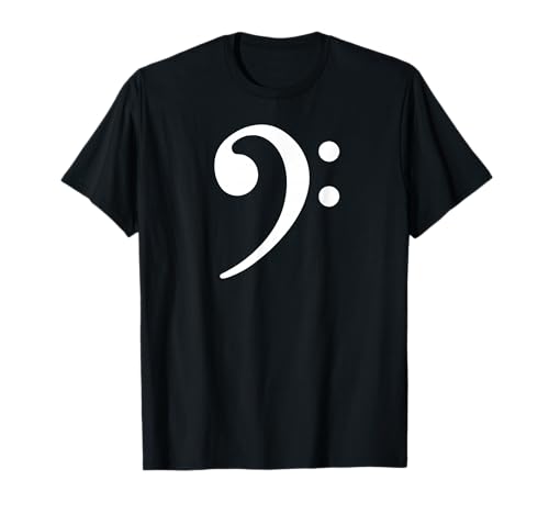 Kickazz Bass Player Tees Bass Note F Key T-Shirt - Bass Clef, Black, Men's Small, Short Sleeve, Classic Fit, Polyester 100%