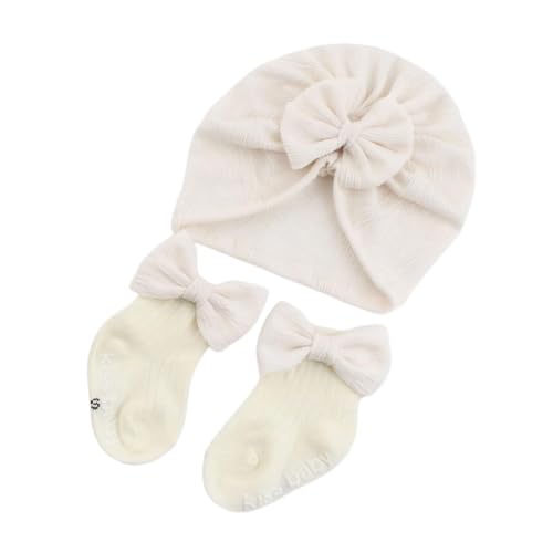 Beanie, Baby Hat Socks Set Breathable Plush Hat Large Butterfly Decoration Warm Hats Toddler Baby Accessorise(B) One Color