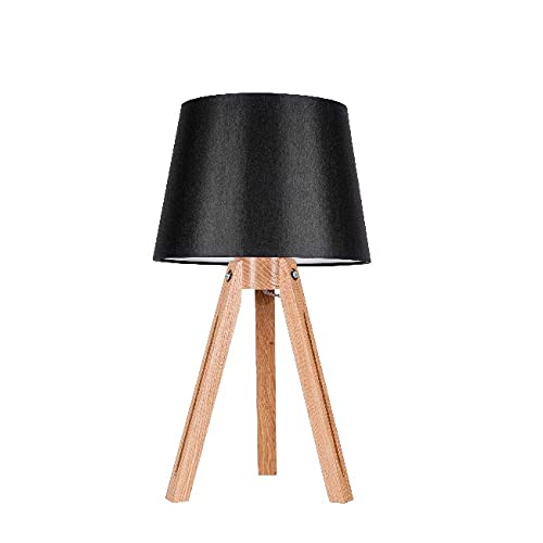 Lampe de bureau bois tissu noir luminaire de salon moderne Homemania 54cm