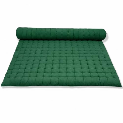 Image of ATOOTFUSION Soft Cotton Quilt | Foldable Light Weight Filled Single Firm Cotton Quilt Mattress| Gadda (Solid Coloured, 2 Sleeping Capacity, 5 x 6 ft or 72 x 60 Inches Queen) (Bottle Green)