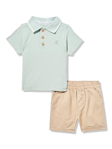 Image of Calvin Klein Boys' 2-piece Short Sleeve Polo Shirt and Shorts Set