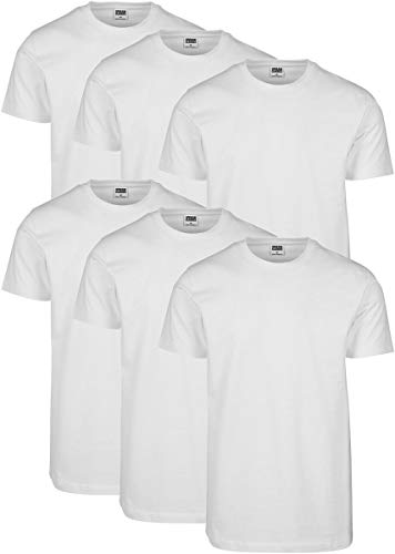 Urban Classics Herren Basic Tee 6-Pack T-Shirt, Weiß (Wht/Wht/Wht/Wht/Wht/Wht 02258), Large (Herstellergröße: L) (6er Pack)