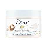 Dove Exfoliating Body Polish Scrub Reveals Visibly Smoother Skin Macadamia and Rice Milk Body Scrub That Nourishes Skin 10.5 oz
