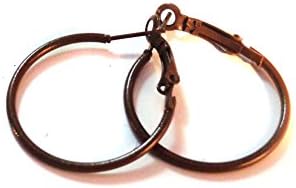 Color Hoop Earrings Simple Thin Hoop Earrings 1 Inch Hoop Earrings (Brown)