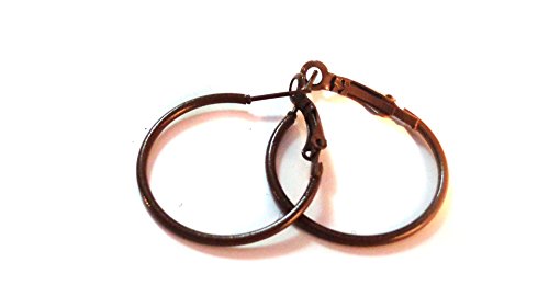 Color Hoop Earrings Simple Thin Hoop Earrings 1 Inch Hoop Earrings (Brown) #TOP1
