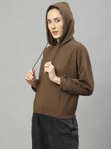 Image of HIGH Star Women's Fleece Solid Hooded Neck Sweatshirt