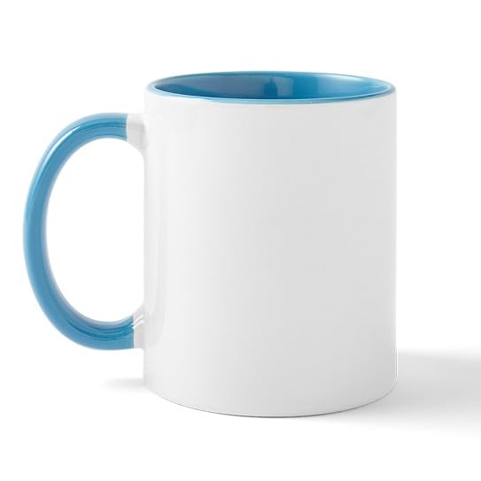 Taza de cerámica blanca con interior azul 11 oz miniatura 2