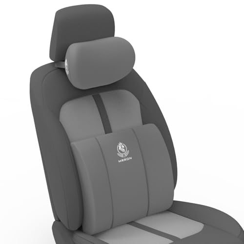 Image of MRRON Series Memory Foam Neck Rest & Lumbar Support for Car or Office Chair, Neck Pillow Kit Designed Ergonomically for Extra Support (Grey, Lumbar)