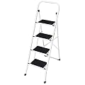 Smartxchoices 4 Step Ladder, Folding Step Stool with Handgrip Wide Anti-Slip Platform, Lightweight Steel Ladder,Portable Steel Step Stool for Kitchen Shop Household Office Business Closet,350 lbs