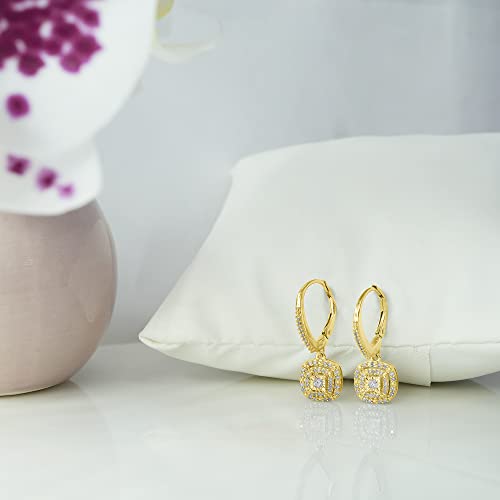 Timeless Love 1/4 Cttw Diamond Square Dangle Miracle Plate Earrings Set In Polished Yellow Gold Over Sterling Silver, Dainty Jewelry For Women And Girls, Women’s Fashion Earrings #TOP3