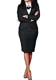Seltaon Women's 2 Piece Suit Skirt Set Business Office Work Outfit Blazer Jackets Midi Pencil Skirt Suits Plus...