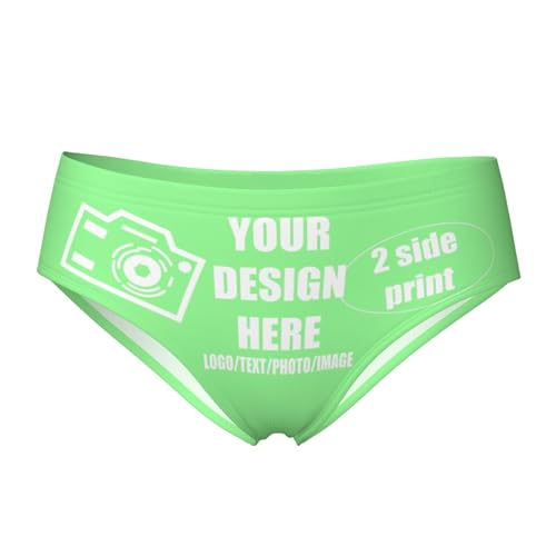 Custom Panties Customize Images or Text Personalized Panties Underwear with Photo Custom Sexy Funny Briefs Underwear for women Customize Gifts for Lover Wife Valentine Day 4X-Large Green