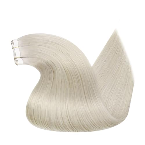 Image of LaaVoo Tape in Weft Hair Extensions Platinum Blonde Genius Tape Hair Extension Human hair Tape on Blonde Seamless Hair 16 inch 90g 4PCS