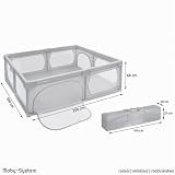 Moby-System Kojec dla Niemowląt, Centrum Aktywności dla Dzieci, z Antypoślizgową Podstawą, Stabilny, Ochrona, Wodoszczelny, Torba Transportowa, 200 x 180 cm, Szary