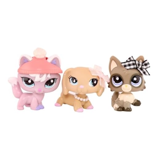 FFTYAOPB Mini Pet Shop Ensemble de jouets pour chat et chien, teckel, renard, loup avec joli nœud et plus d'accessoires, tête à pompon, jouets à collectionner pour enfants pour filles et garçons