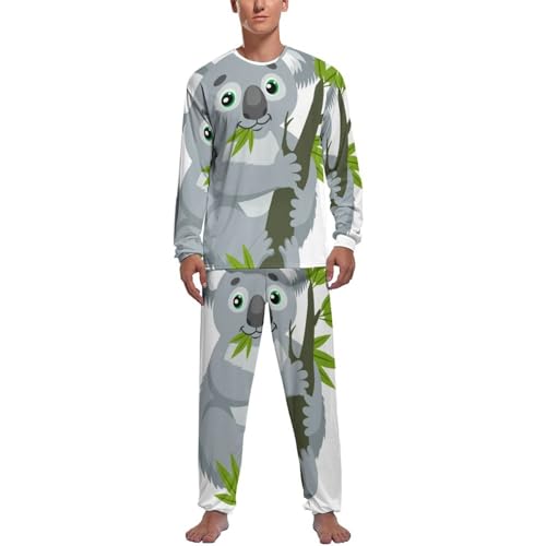 Haut et bas de pyjama homme manche longue vêtement de nuit confortable Charmant Koala