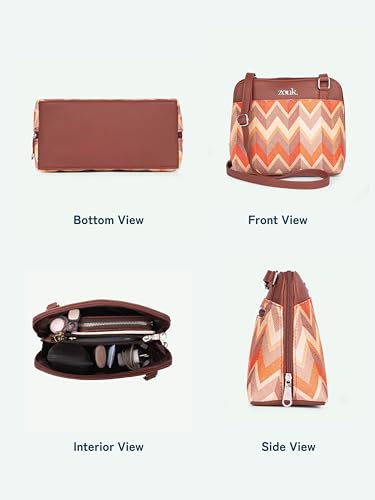 ZOUK Printed Vegan Leather Out Of Office Sling Bag With Adjustable Strap For Women's Girls