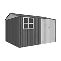 Dyncan Solves Outdoor Storage Issues with 8x10FT Garden Storage Shed, Durable Steel Construction, Sloped Roof, and Double Lockable Doors, Grey